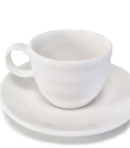 Ensemble tasse à expresso et soucoupe St. James en porcelaine blanche 100ML